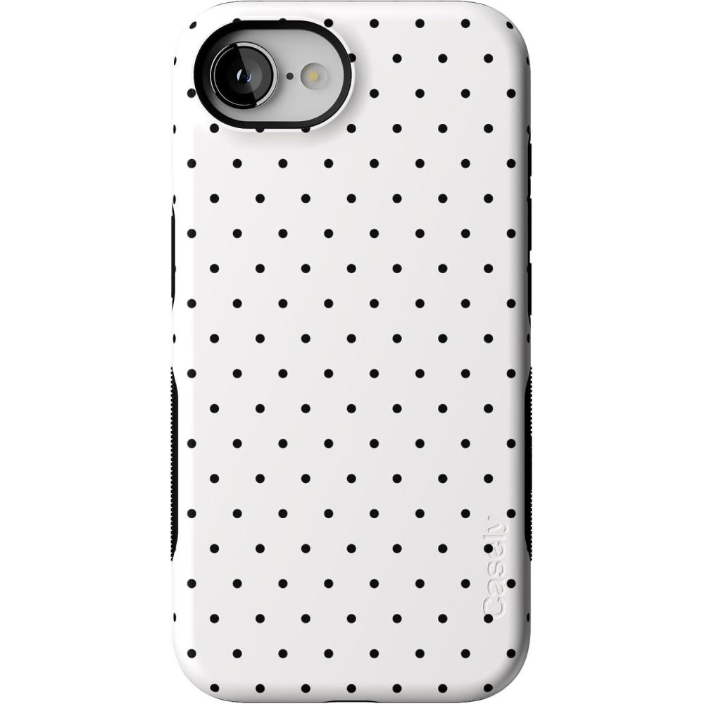 imageCasely iPhone 16e Case  Love Me Knot  Blue Bow  Bold Protective Design  Compatible with MagSafeOn the Dot  White Polka Dot