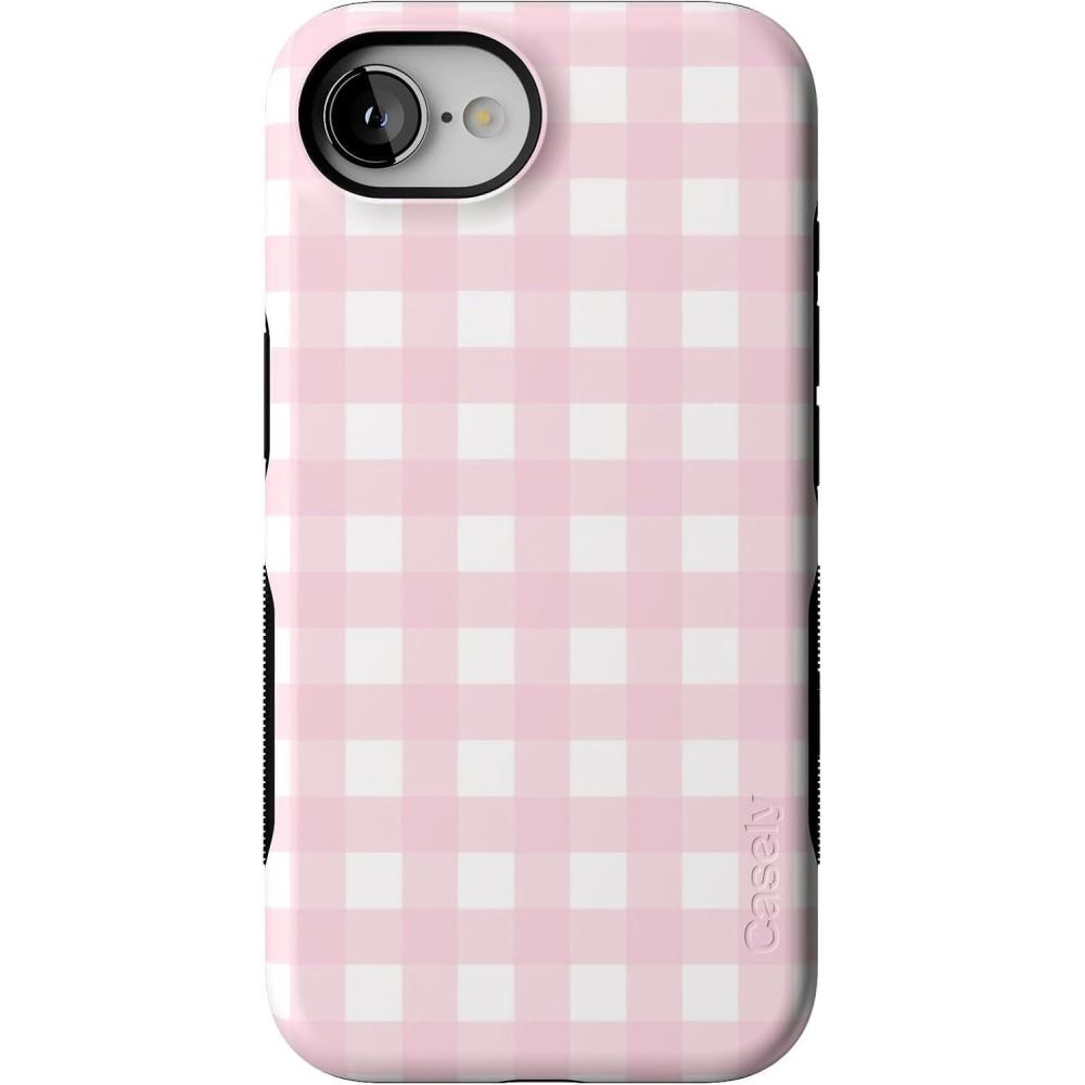imageCasely iPhone 16e Case  Love Me Knot  Blue Bow  Bold Protective Design  Compatible with MagSafePink Plaid  Sunday Best