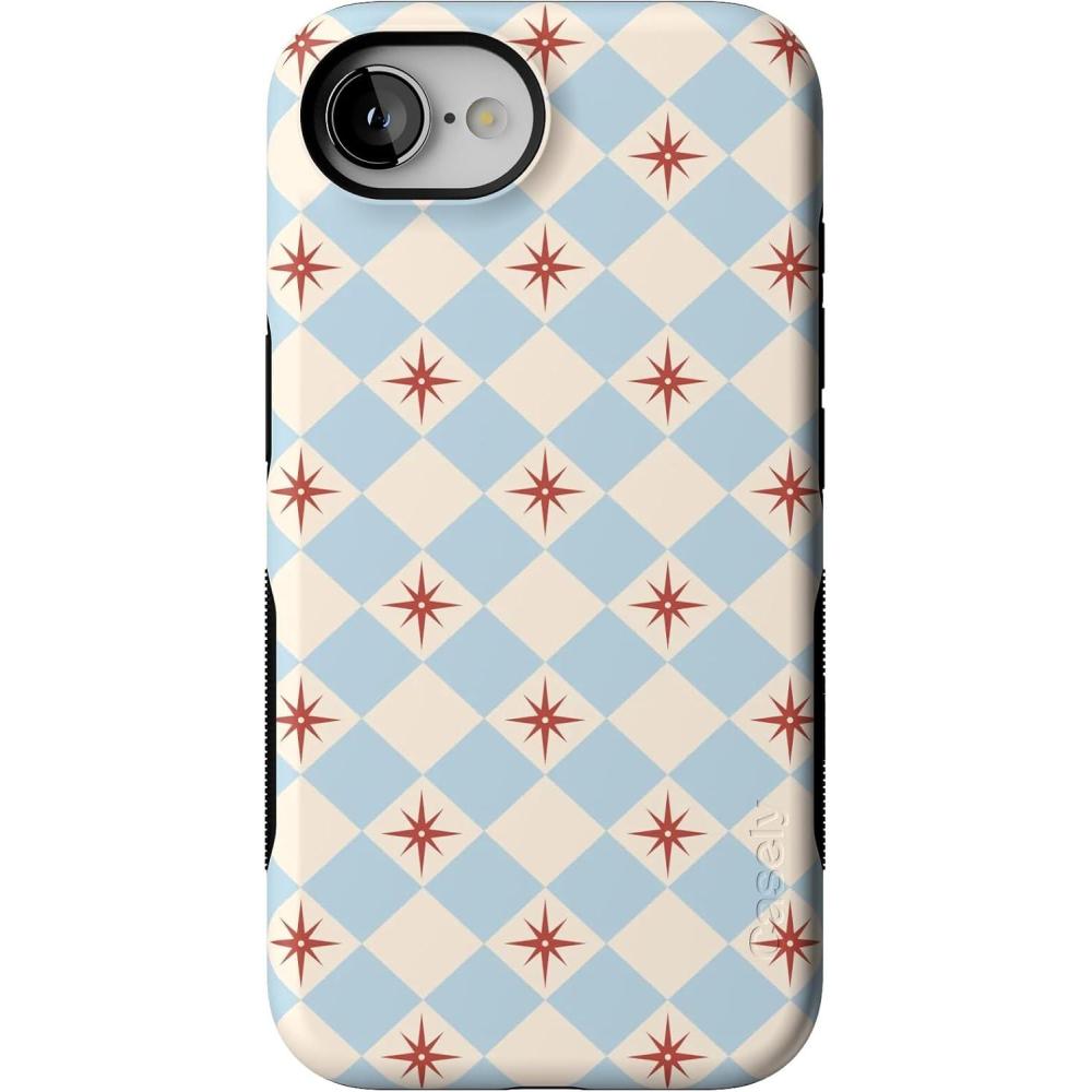 imageCasely iPhone 16e Case  Pretty in Pastel  Blush Stripes  Bold Protective Design  Compatible with MagSafeChelsea Checker  Starlight Tiles