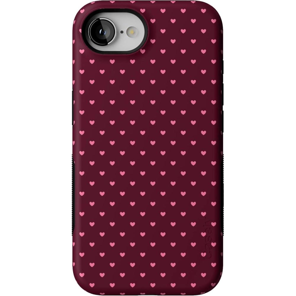 imageCasely iPhone 16e Case  Pretty in Pastel  Blush Stripes  Bold Protective Design  Compatible with MagSafeHeart Noir  Tiny Hearts