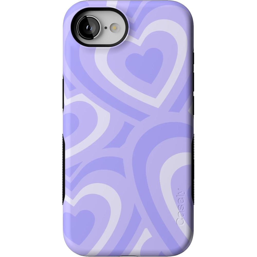 imageCasely iPhone 16e Case  Pretty in Pastel  Blush Stripes  Bold Protective Design  Compatible with MagSafeLove Song  Lavender Heart