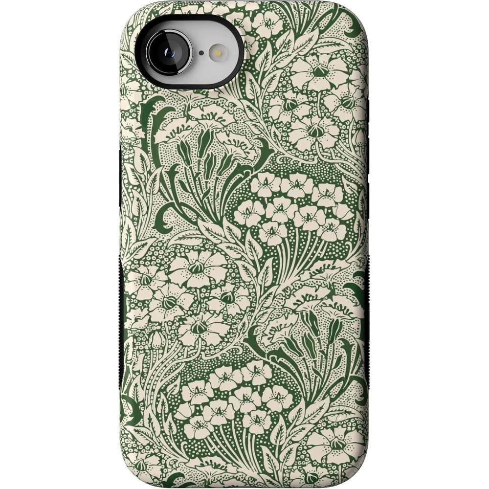 imageCasely iPhone 16e Case  Pretty in Pastel  Blush Stripes  Bold Protective Design  Compatible with MagSafeMystic Meadow  Green Gardens