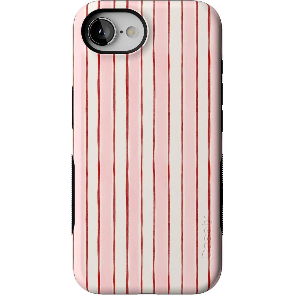 imageCasely iPhone 16e Case  Pretty in Pastel  Blush Stripes  Bold Protective Design  Compatible with MagSafePretty in Pastel  Blush Stripes