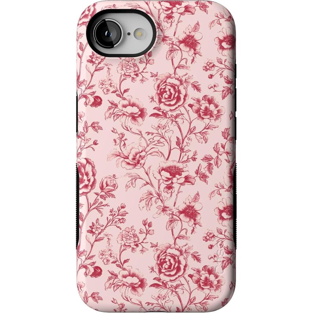 imageCasely iPhone 16e Case  Pretty in Pastel  Blush Stripes  Bold Protective Design  Compatible with MagSafeVintage Belle  Floral Toile