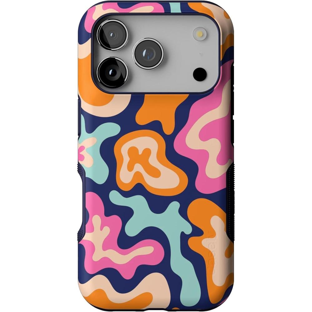 imageCasely iPhone 17 Pro Case  Navy Cherry Blossom  Floral Forest  Bold Protective Design  MagSafe Compatible DesignMidnight Color Splash  Abstract Retro
