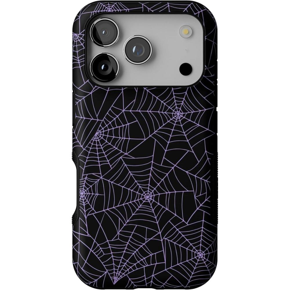 imageCasely iPhone 17 Pro Case  Navy Cherry Blossom  Floral Forest  Bold Protective Design  MagSafe Compatible DesignMidnight Web  Spider Web