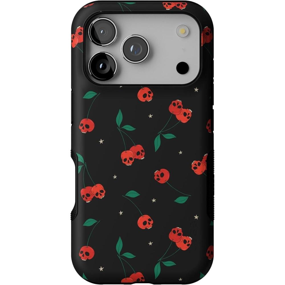 imageCasely iPhone 17 Pro Case  Navy Cherry Blossom  Floral Forest  Bold Protective Design  MagSafe Compatible DesignSweet Revenge  Cherry Skulls