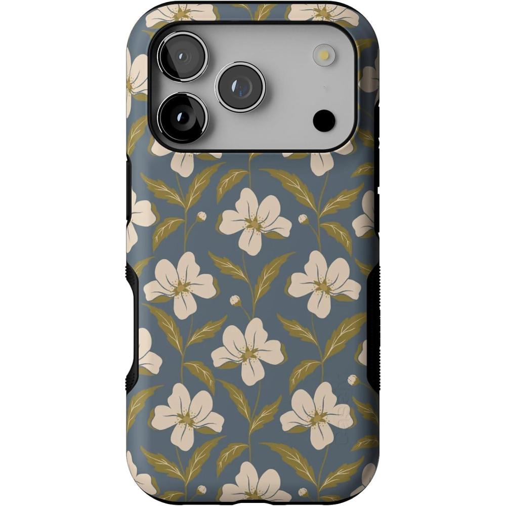 imageCasely iPhone 17 Pro Case  Navy Cherry Blossom  Floral Forest  Bold Protective Design  MagSafe Compatible DesignThe Boyfriend Collection  Leid Back