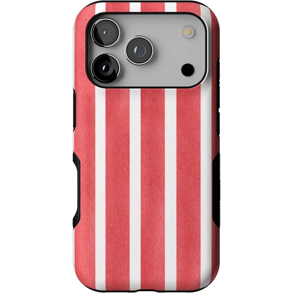 imageCasely iPhone 17 Pro Case  Twilight Flora  Moody Monochrome  Bold Protective Design  Compatible with MagSafeEast Coast Summer  Red Stripes