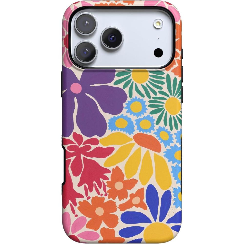 imageCasely iPhone 17 Pro Case  Twilight Flora  Moody Monochrome  Bold Protective Design  Compatible with MagSafeFlower Patch  MultiColor Floral