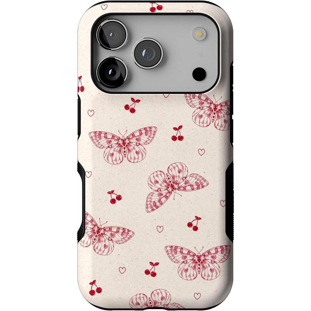 imageCasely iPhone 17 Pro Case  Twilight Flora  Moody Monochrome  Bold Protective Design  Compatible with MagSafeHeart Flutters  Butterfly