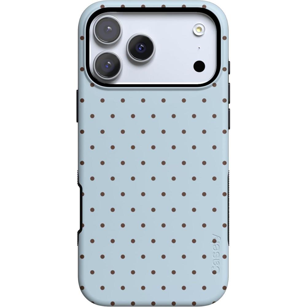 imageCasely iPhone 17 Pro Case  Twilight Flora  Moody Monochrome  Bold Protective Design  Compatible with MagSafeOn the Dot  Blue Polka Dot