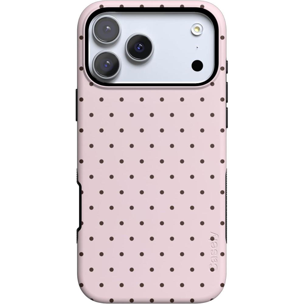 imageCasely iPhone 17 Pro Case  Twilight Flora  Moody Monochrome  Bold Protective Design  Compatible with MagSafeOn the Dot  Pink Polka Dot