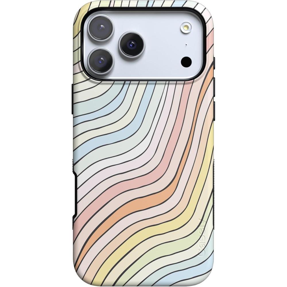 imageCasely iPhone 17 Pro Case  Twilight Flora  Moody Monochrome  Bold Protective Design  Compatible with MagSafeRide The Wave  Pastel Rainbow Lined
