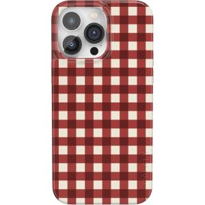 Casely iPhone 14 Pro Case | Black Pearl Marble | Compatible with MagSafe | Classic Ultra Thin Design(Checked Twice | Red Plaid)