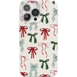Casely iPhone 14 Pro Case | Black Pearl Marble | Compatible with MagSafe | Classic Ultra Thin Design(Festive Girlie | Holiday Bows)