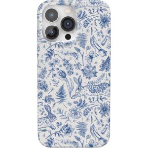Casely iPhone 14 Pro Case | Black Pearl Marble | Compatible with MagSafe | Classic Ultra Thin Design(Hop & Bloom | Bunny Toile)