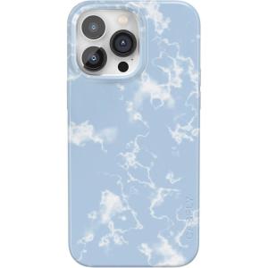 Casely iPhone 14 Pro Case | Black Pearl Marble | Compatible with MagSafe | Classic Ultra Thin Design(Light Blue Skies | Marble Clouds)