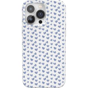Casely iPhone 14 Pro Case | Black Pearl Marble | Compatible with MagSafe | Classic Ultra Thin Design(Lovebug | Blue Hearts)