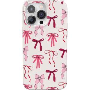 Casely iPhone 14 Pro Case | Black Pearl Marble | Compatible with MagSafe | Classic Ultra Thin Design(Lover Girlie | Pink Bows)
