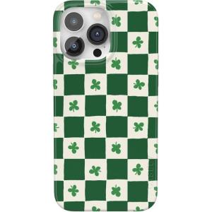 Casely iPhone 14 Pro Case | Black Pearl Marble | Compatible with MagSafe | Classic Ultra Thin Design(Lucky You | Shamrock)