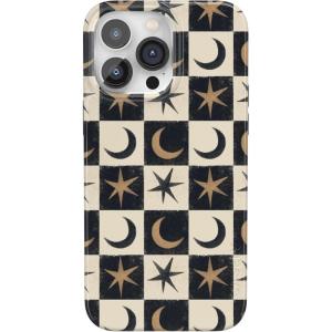 Casely iPhone 14 Pro Case | Black Pearl Marble | Compatible with MagSafe | Classic Ultra Thin Design(Mystic Moonstar | Black Celestial)