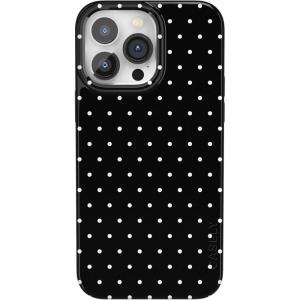 Casely iPhone 14 Pro Case | Black Pearl Marble | Compatible with MagSafe | Classic Ultra Thin Design(On the Dot | Black Polka Dot)
