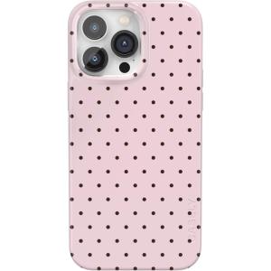 Casely iPhone 14 Pro Case | Black Pearl Marble | Compatible with MagSafe | Classic Ultra Thin Design(On the Dot | Pink Polka Dot)