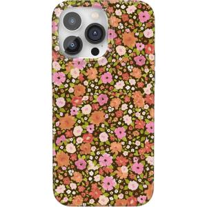 Casely iPhone 14 Pro Case | Black Pearl Marble | Compatible with MagSafe | Classic Ultra Thin Design(Rustic Roses | Boho Bouquet)