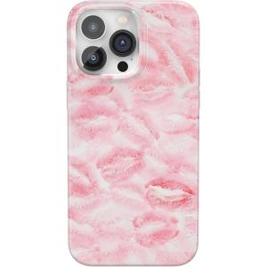 Casely iPhone 14 Pro Case | Black Pearl Marble | Compatible with MagSafe | Classic Ultra Thin Design(Sealed with a Kiss | Pink Lipstick)