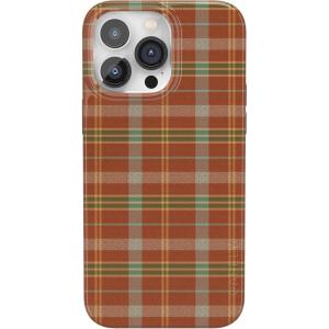 Casely iPhone 14 Pro Case | Black Pearl Marble | Compatible with MagSafe | Classic Ultra Thin Design(Spiced Chai | Fall Plaid)