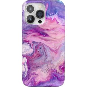 Casely iPhone 14 Pro Case | Black Pearl Marble | Compatible with MagSafe | Classic Ultra Thin Design(Tie Dying Over You | Purple Marble)