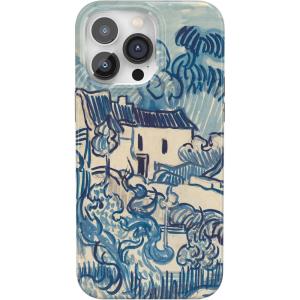 Casely iPhone 14 Pro Case | Black Pearl Marble | Compatible with MagSafe | Classic Ultra Thin Design(Van Gogh | Landscape With Houses)