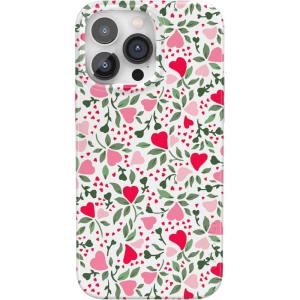 Casely iPhone 14 Pro Case | Black Pearl Marble | Compatible with MagSafe | Classic Ultra Thin Design(Vines of Love | Floral Heart)
