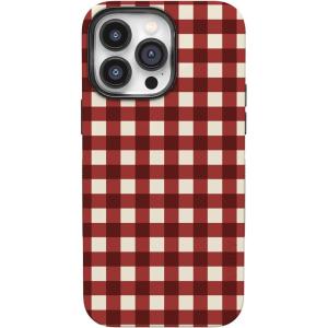 Casely iPhone 14 Pro Case | Checked Twice | Red Plaid | Bold Protective Design | MagSafe Compatible Design