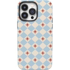 Casely iPhone 14 Pro Max Case | Blue Stripes | Sunday Best | Bold Protective Design | Compatible with MagSafe(Chelsea Checker | Starlight Tiles)
