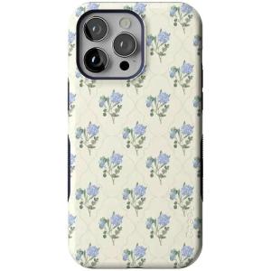 Casely iPhone 14 Pro Max Case | Blue Stripes | Sunday Best | Bold Protective Design | Compatible with MagSafe(Vintage Garden | Blue Hydrangea)