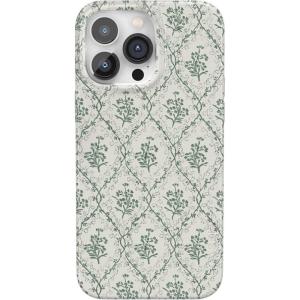 Casely iPhone 14 Pro Max Case | Lost in Spots | Cheetah Print | Compatible with MagSafe | Classic Ultra Thin Design(Sage Tapestry | Floral Vines)