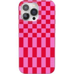 Casely iPhone 14 Pro Max Case | Lost in Spots | Cheetah Print | Compatible with MagSafe | Classic Ultra Thin Design(Vibe Check | Pink Checkerboard)