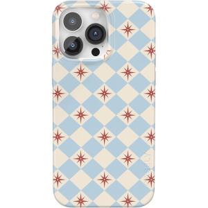 Casely iPhone 14 Pro Max Case | Rose to Fame | Blue & White Floral | Compatible with MagSafe | Classic Ultra Thin Design(Chelsea Checker | Starlight Tiles)