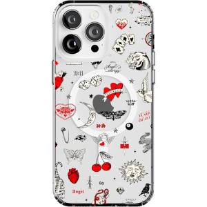 Casely iPhone 14 Pro Max Case | Rose to Fame | Blue & White Floral | Compatible with MagSafe | Classic Ultra Thin Design(Not a Phase | Clear Flash Tattoo)