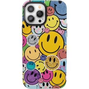 Casely iPhone 14 Pro Max Case | Sunday Best | Pastel Garden | Bold Protective Design | MagSafe Compatible Design(All Smiles | Smiley Face Sticker)