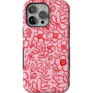 Casely iPhone 14 Pro Max Case | Sunday Best | Pastel Garden | Bold Protective Design | MagSafe Compatible Design(Blush Garden | Floral Doodle)