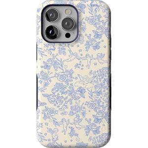 Casely iPhone 14 Pro Max Case | Sunday Best | Pastel Garden | Bold Protective Design | MagSafe Compatible Design(Cupid’s Canvas | Periwinkle Floral)