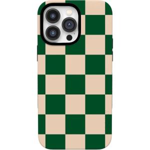 Casely iPhone 14 Pro Max Case | Sunday Best | Pastel Garden | Bold Protective Design | MagSafe Compatible Design(Fit Check | Green Checkerboard)