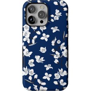 Casely iPhone 14 Pro Max Case | Sunday Best | Pastel Garden | Bold Protective Design | MagSafe Compatible Design(Floral Forest | Navy Cherry Blossom)
