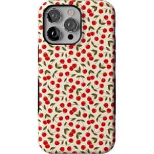 Casely iPhone 14 Pro Max Case | The Boyfriend Collection | Mallard & Co. | Bold Protective Design | Compatible with MagSafe(Cherry on Top | Red Cherries Floral)