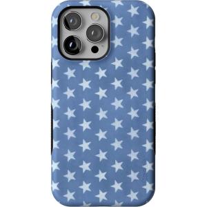Casely iPhone 14 Pro Max Case | The Boyfriend Collection | Mallard & Co. | Bold Protective Design | Compatible with MagSafe(Coastal Blues | Denim Stars)