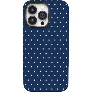 Casely iPhone 14 Pro Max Case | The Boyfriend Collection | Mallard & Co. | Bold Protective Design | Compatible with MagSafe(On the Dot | Navy Polka Dot)