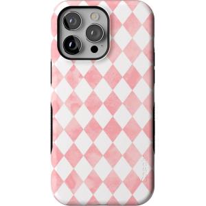 Casely iPhone 14 Pro Max Case | The Boyfriend Collection | Mallard & Co. | Bold Protective Design | Compatible with MagSafe(Queen of Diamonds | Pink Watercolor)